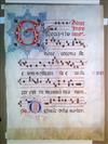 MANUSCRIPT LEAF.  Vellum leaf from a Latin gradual with large initial G with intricate penwork decoration.  Italy, later 15th century